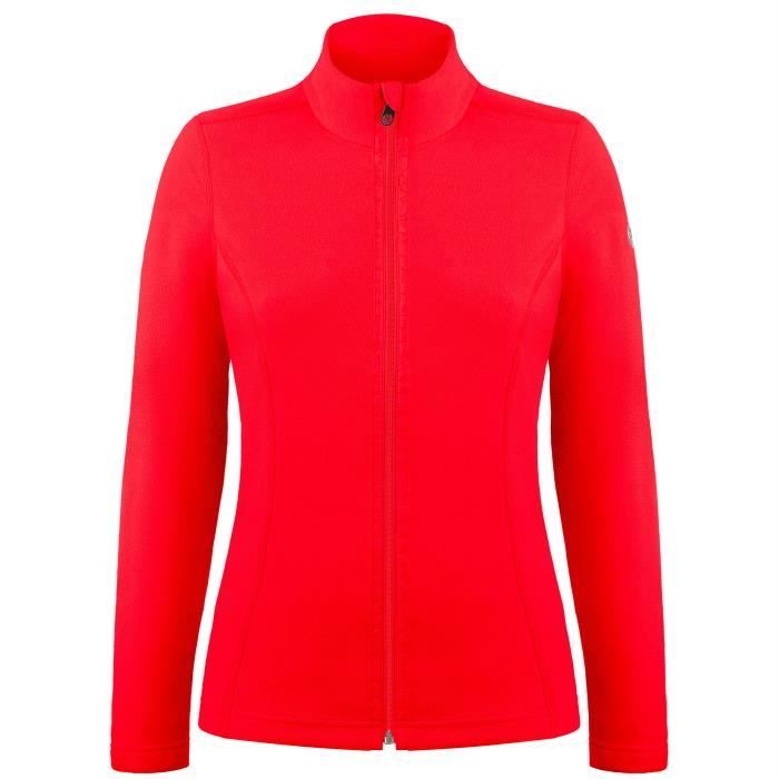 veste polaire femme - poivre blanc - fleece jacket 1500 - rouge - ski - coupe ajustée - tissu léger et doux