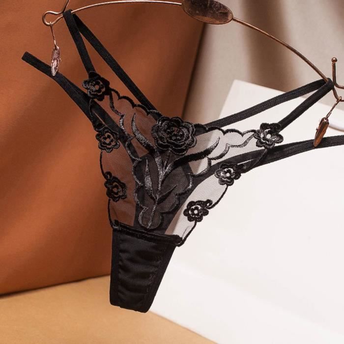 String discount noir dentelle