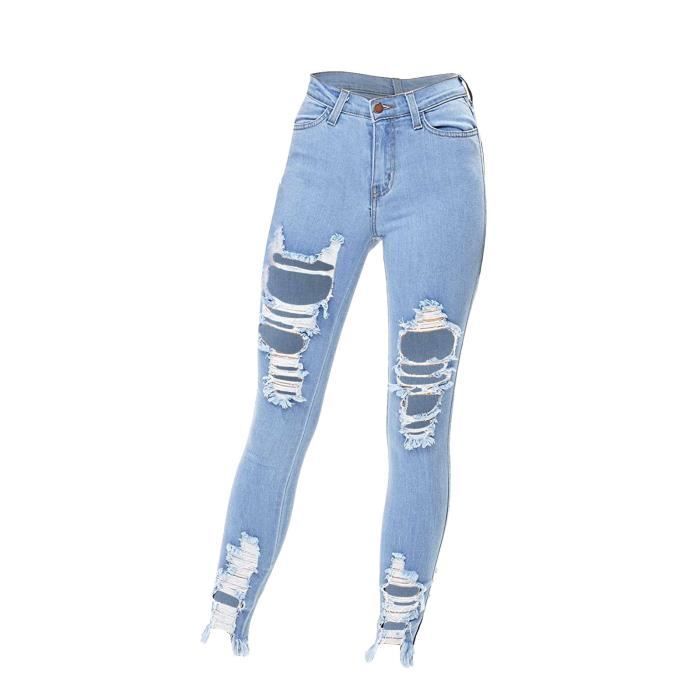 Jeans Pantalon la mode pour femmes haut lastique de levage de
