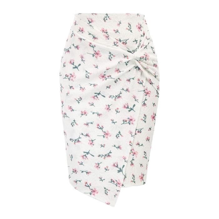 Jupe Courte Atmosphere – Soie Verte Imprimé Floral, Taille 6, Neuve Sans étiquette