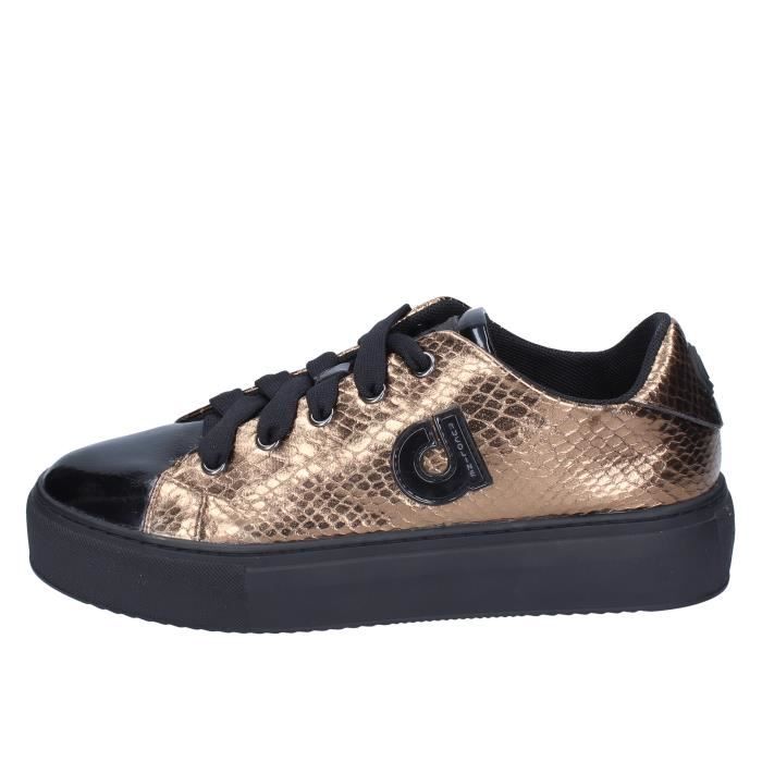 AGILE by RUCOLINE Baskets Femme Doré Cuir BG472