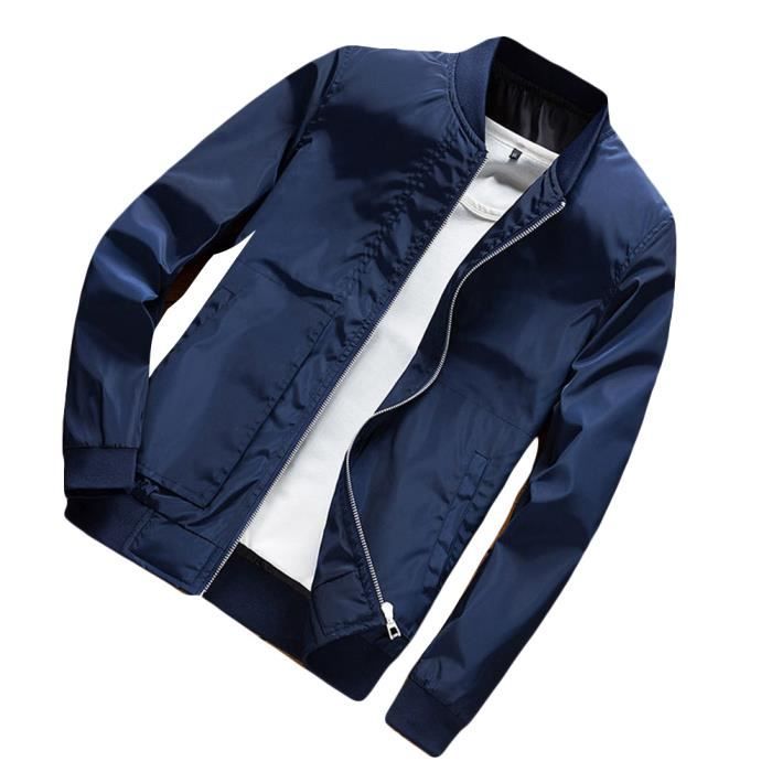 Veste GUOCU Homme Chic Casual col Montant Bleu Bleu Cdiscount