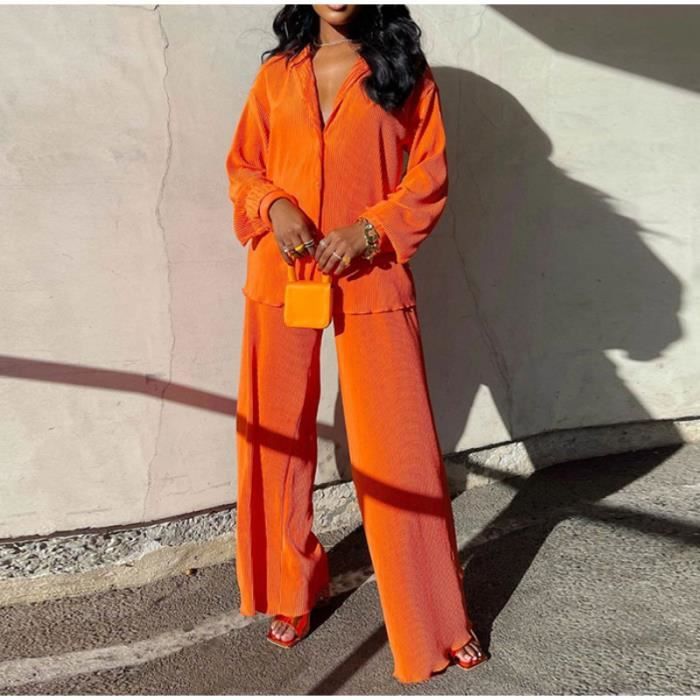Ensemble de vetements deux pieces femme ECELEN Veste a revers Manches longues Manteau decontracte