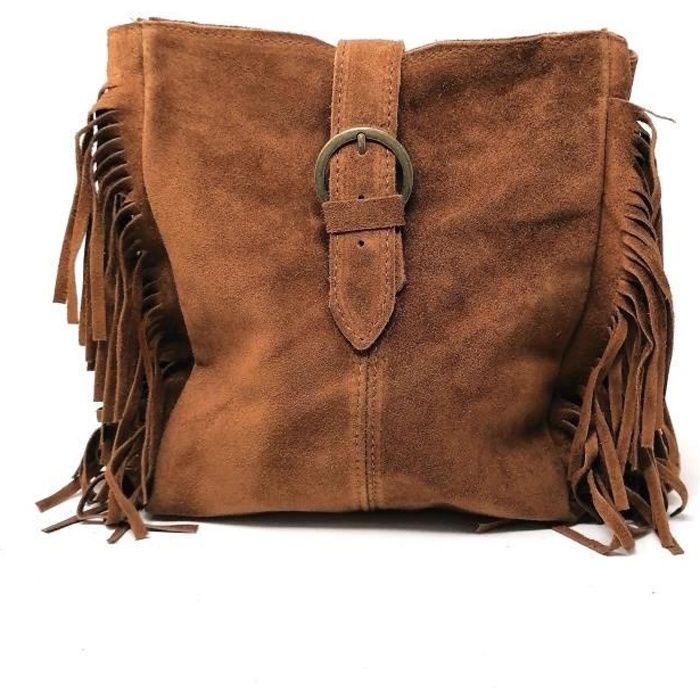 Sac bandouli re en cuir nubuck italien nubuck CHEYENNE Marron