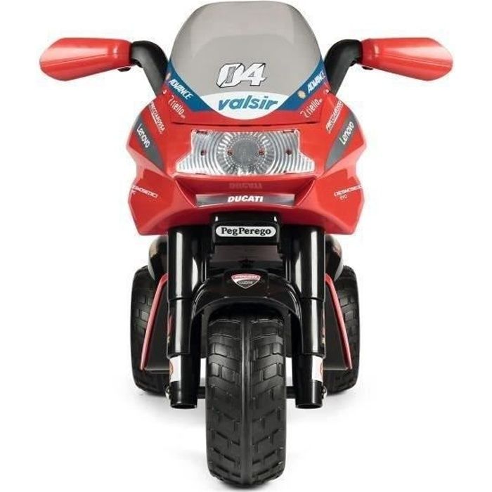 Moto 3 Roues PEG PEREGO Mini Ducati Evo - Accélérateur et Frein à la Pédale - Poids Transportable 15 kg