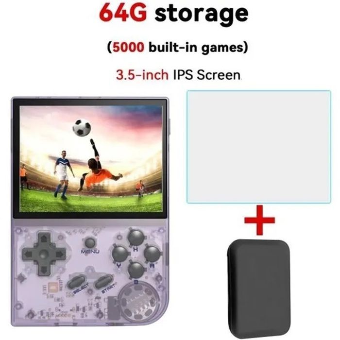 Console de jeu portable rétro RG35XX 64G Écran IPS 3.5 pouces 5000+ Jeux Système Linux avec Sac de rangement et Film trempé - vue 2