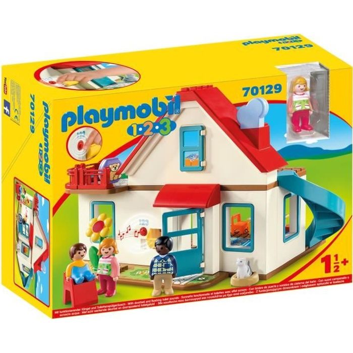PLAYMOBIL 70129 PLAYMOBIL 1.2.3 Maison familiale Bleu 22 pi ces Enfant 18 mois et plus