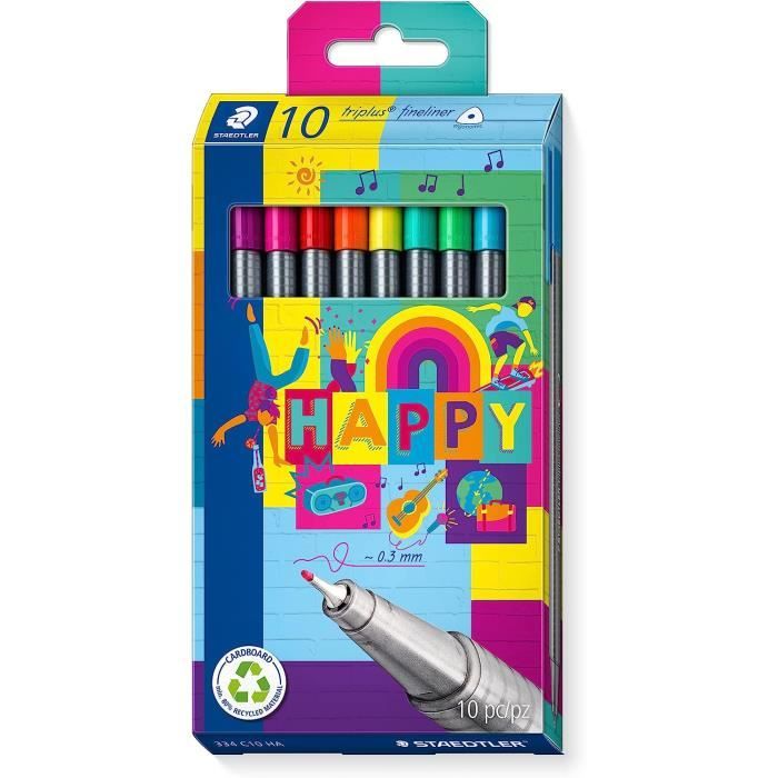 STAEDTLER 334 PR12 Triplus Fineliner Triangular 0.3 Mm Pack Of 12 In Transparent Case