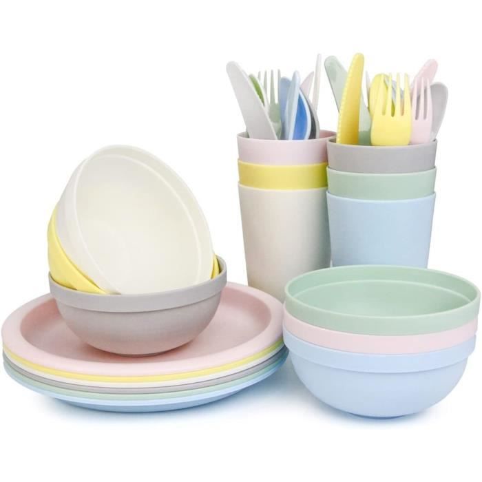 Ensemble De Vaisselle De Camping En Acier Inoxydable – Assiettes Et Bols Portables, Faciles à Nettoyer, Neuf