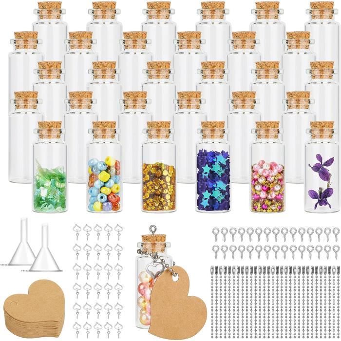 20 Mini Bouteilles En Verre Avec Bouchons Liège | Pour Messages Souhaits DIY | Déco Mariage, Cadeaux Créatifs