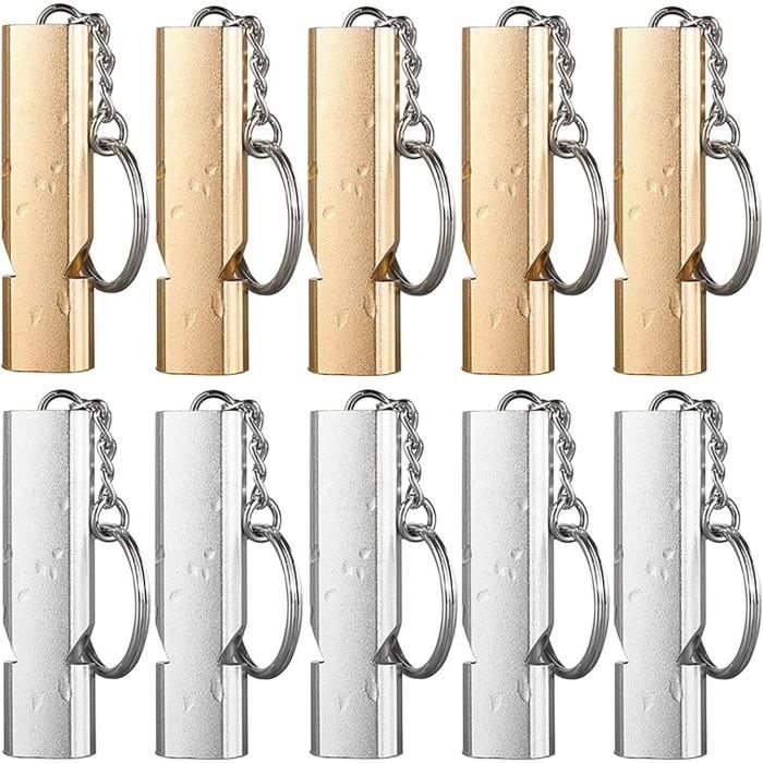 Lot De 4 Sifflets De Survie En Métal - Double Tube, étanches, Avec Porte-clés, Pour Randonnée, Sécurité, Urgences