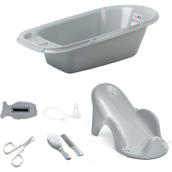 Baignoire Bébé + Transat de bain + Thermomètre + Brosse et peigne + Ciseaux + Mouche bébé