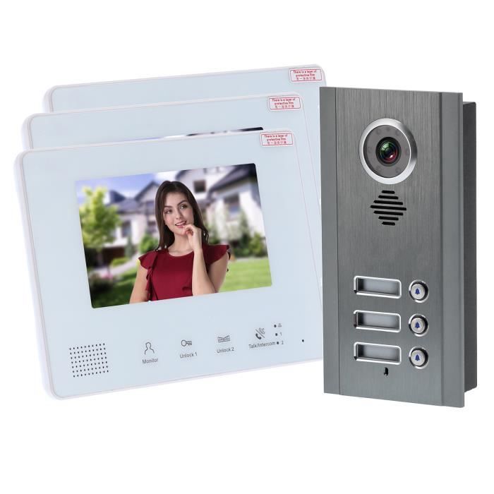 Serrure intelligente porte avec caméra et face 3D, moniteur de caméra, sans clé avec code (ou, loquet 30 x 240 mm