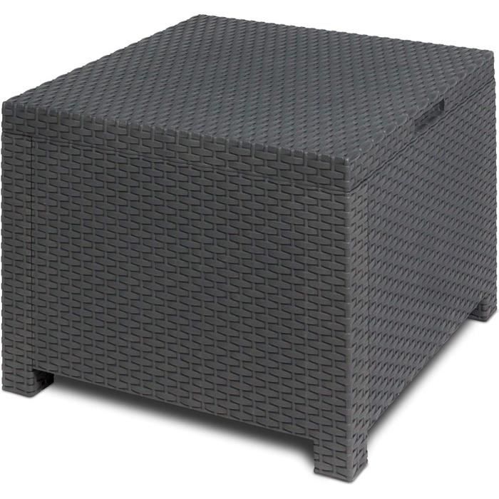 table basse de jardin 2en1 toomax - coffre de rangement intégré - anthracite - l59 x p59 x h45 cm