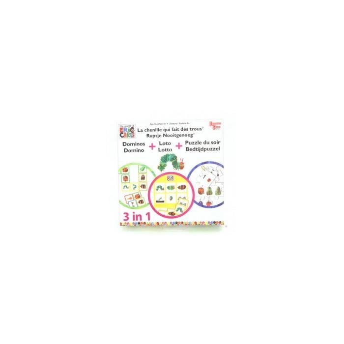 La Chenille Qui Fait Des Trous Coffret Jeux 3 En 1 Dominos Loto Puzzle Cdiscount Jeux Jouets