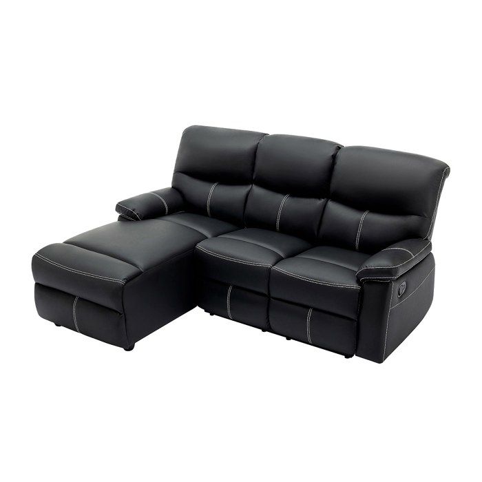 Canapé dangle gauche relax en simili noir CANBY Canapé dangle gauche relax en simili noir CANBY