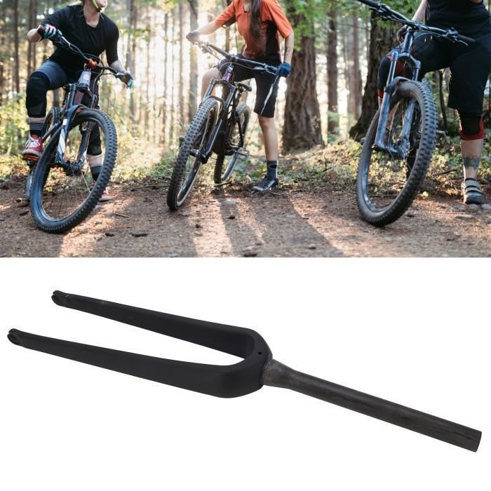 Fourche Avant Vélo Carbone Rigide 28 Pouces - Course, Fixie, Singlespeed - Noir Brillant