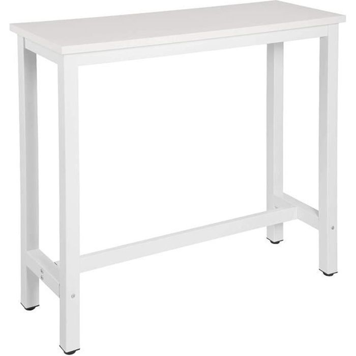 woltu 1 x table de bar, table de bistrot, table à manger, structure en métal, plateau en mdf, 120x40x100 cm, blanc