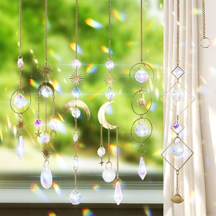 6 attrape-lumière en cristal,WOVTE Lumière en cristal pour décoration de  mariage à l'intérieur (or) - Cdiscount Maison