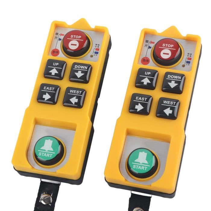 Télécommande étanche Pour Grue Industrielle – Portée 100 M, 6 Boutons, Arrêt D'urgence, Alimentation 24V – Pour Grues, Convoyeurs, Machines Industrielles