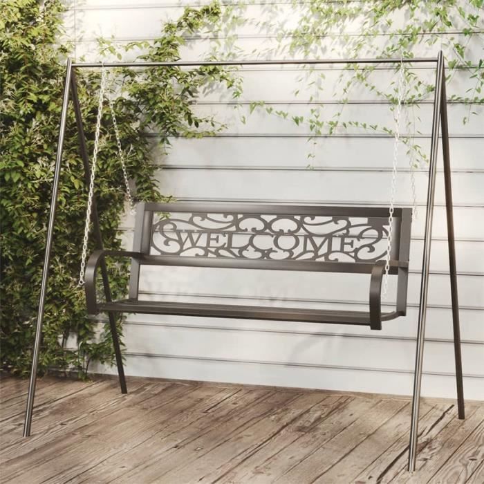 tip - bancs de jardin - balancelle de jardin 125 cm acier et plastique noir - yosoo - dx15025