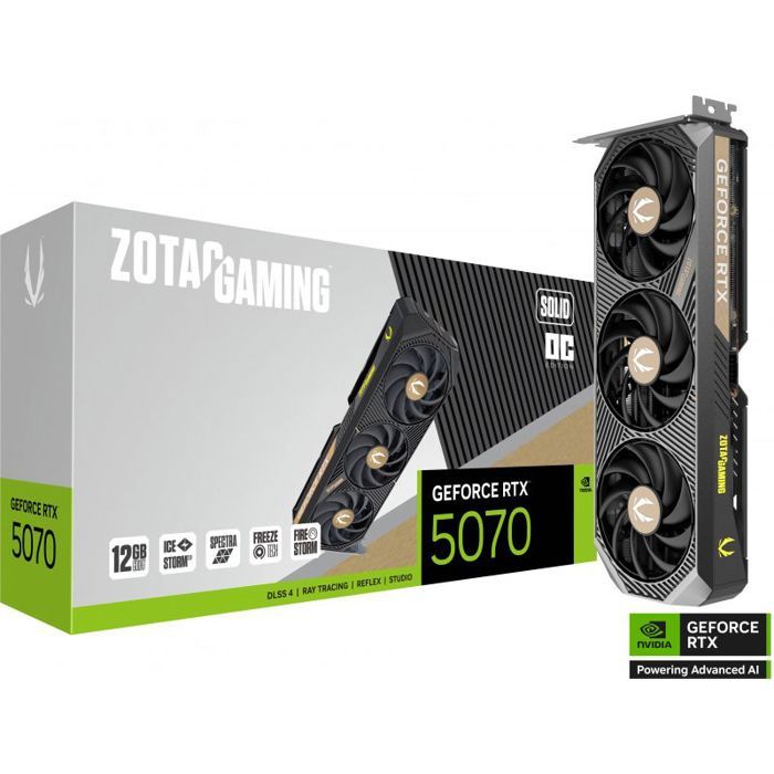 Zotac GAMING GeForce RTX 5070 SOLID OC - Carte graphique - GeForce RTX 5070 - 12 Go GDDR7 - PCIe 5.0 x16 - 3 x DisplayPort, HDMI