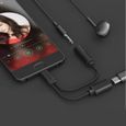 Adaptateur Type C-Jack pour Smartphone 2 en 1 Audio USB-C Ecouteurs Chargeur Casque (NOIR)-1