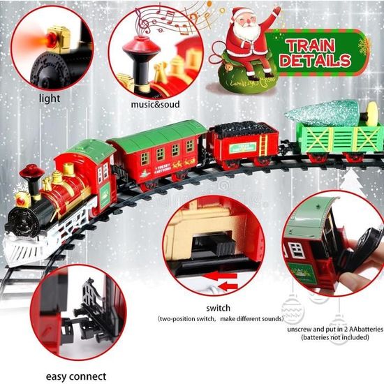 Circuit miniature Train piste électrique avec musique et lumières, petit  train et Père Noël pour enfant cadeau(281) - Cdiscount Jeux - Jouets