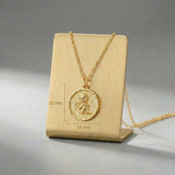 Collier En Or 9 Carats Avec Pendentif Ange - Chaîne Forçat 42+3 Cm, Boîte Personnalisable | Cadeau Naissance, Baptême, Communion - 1