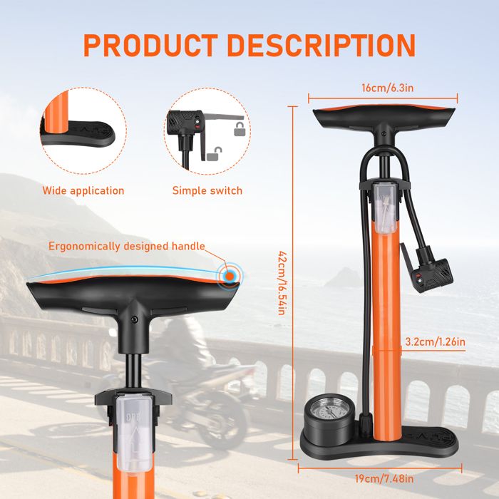 SZSHIMAO Pompe à Pied Portable Multifonction - Valves Presta Schrader Pour Vélos, Ballons Et Bouées