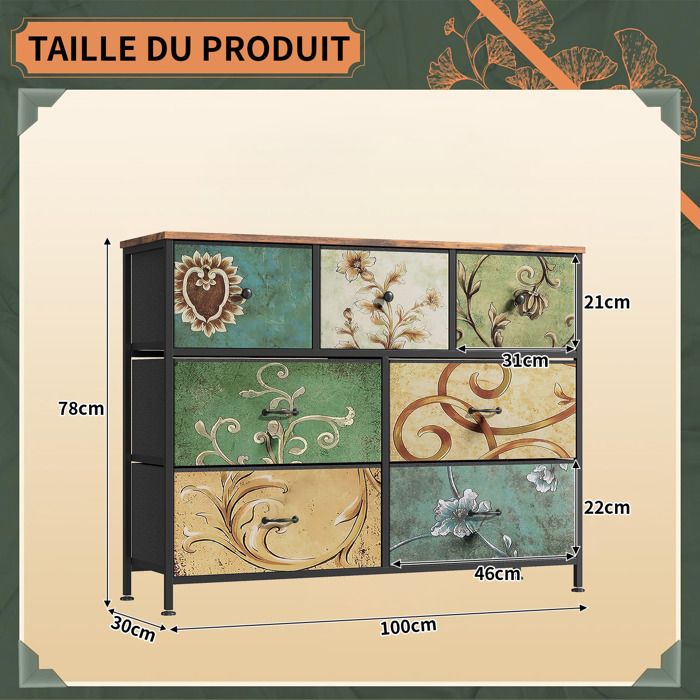Luminarix Commode à 6 tiroirs - Buffet bohème avec tiroirs en