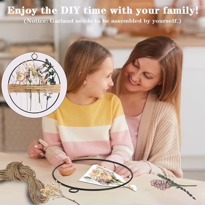 Couronne De Cerceau Floral En Métal - 25 Cm Anneaux D'artisanat En Métal Avec Ficelle Et Fleurs