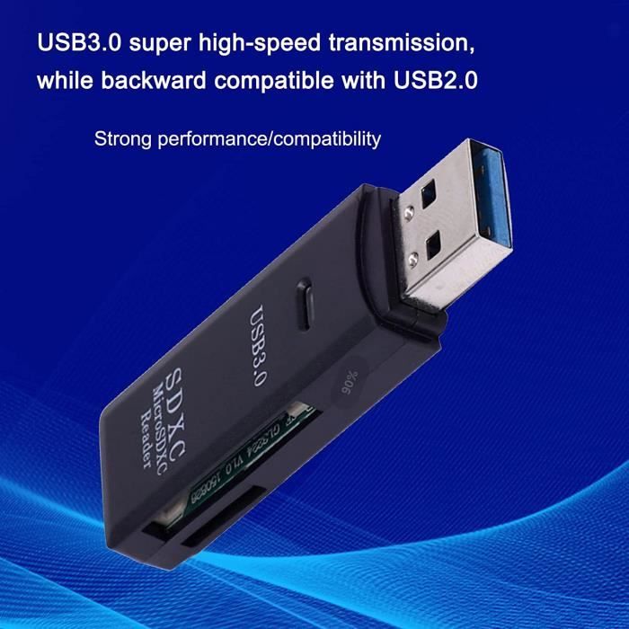 Concentrateur USB 3.0 à 3 ports avec lecteur de carte SD, Mini SD