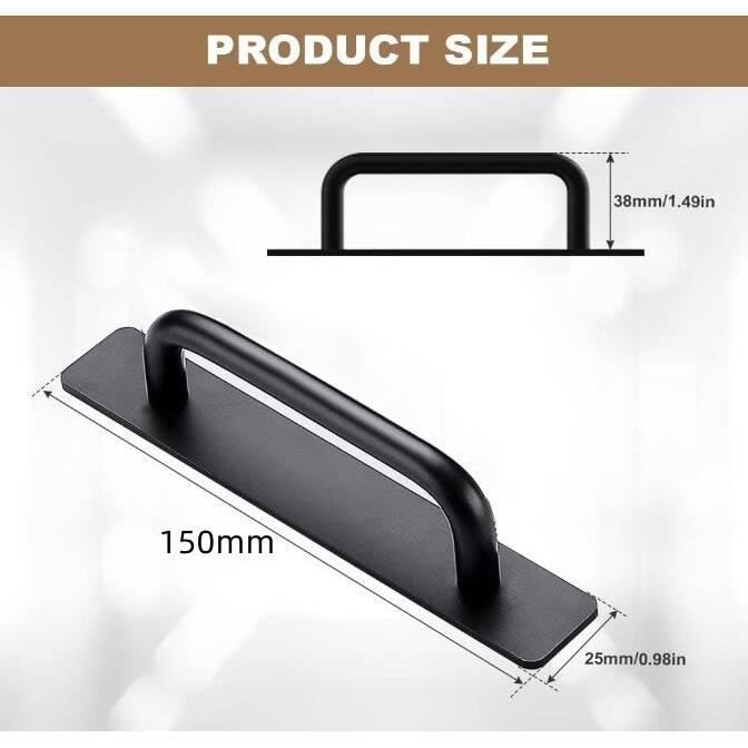 Konesky Poignée Porte Ventouse 2 Pièces - Poignée Ventouse Forte Pour Porte Verre Cuisine Salle Bain