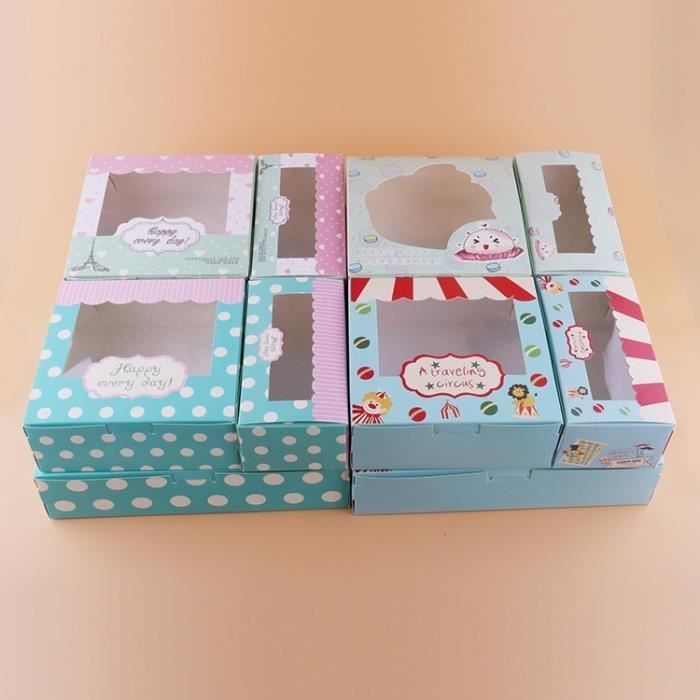 10 Boîtes à Macarons Avec Fenêtre Transparente - 20,5x7x5 Cm, Carton Alimentaire, Pour Cupcakes, Cookies