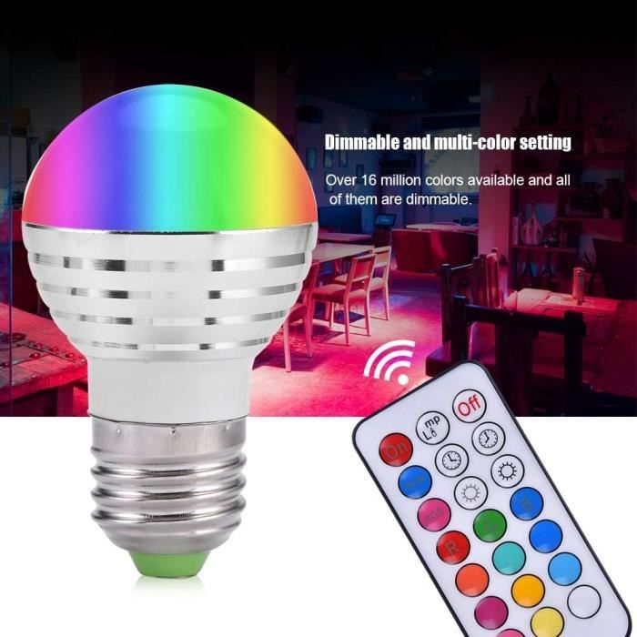 Ampoule Led Intelligente, Ampoule Multicolore À Intensité Variable E27 3W  Led Bougie Veilleuse Ampoule Avec Télécommande[X564] - Cdiscount Bricolage