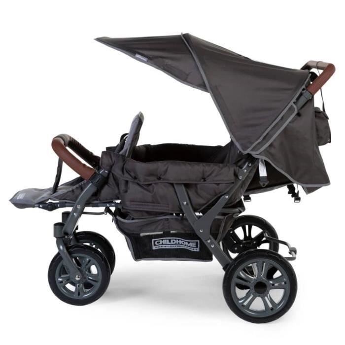Poussette pour tripl s CHILDHOME Anthracite 4 roues A partir