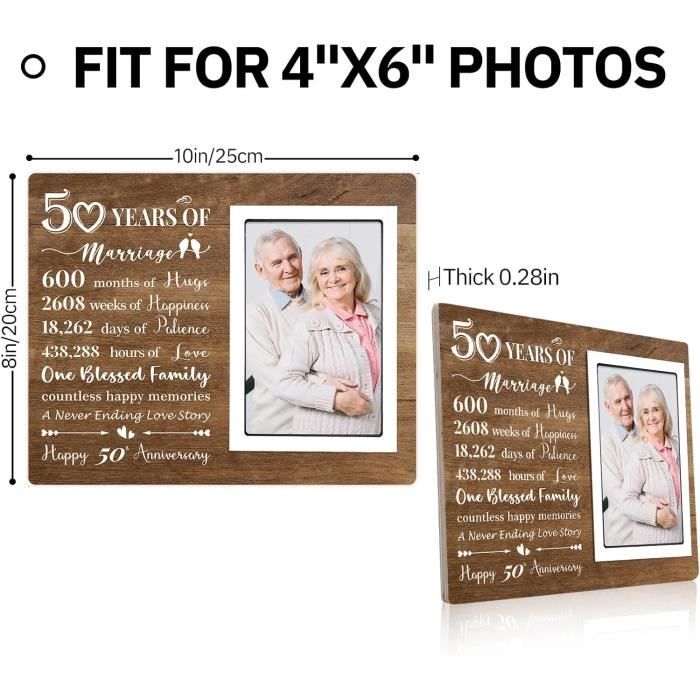Cadre Photo De 50E Anniversaire De Mariage Pour Elle Et Lui – Cadeau De ...