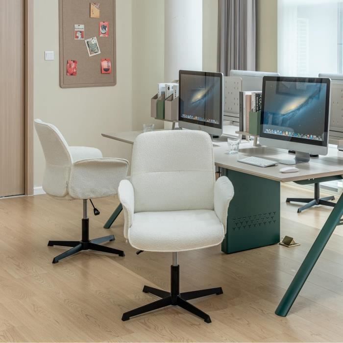 MEUBLE COSY Fauteuil Pivotant Velours Côtelé Rouge – Chaise Coiffeuse Inclinable 360° Sans Accoudoirs, Assise Épaisse Confortable