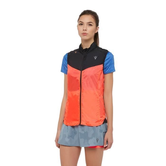Gilet coupe vent femme sans manche Macron Running Alexa orange fluo noir Cdiscount Sport