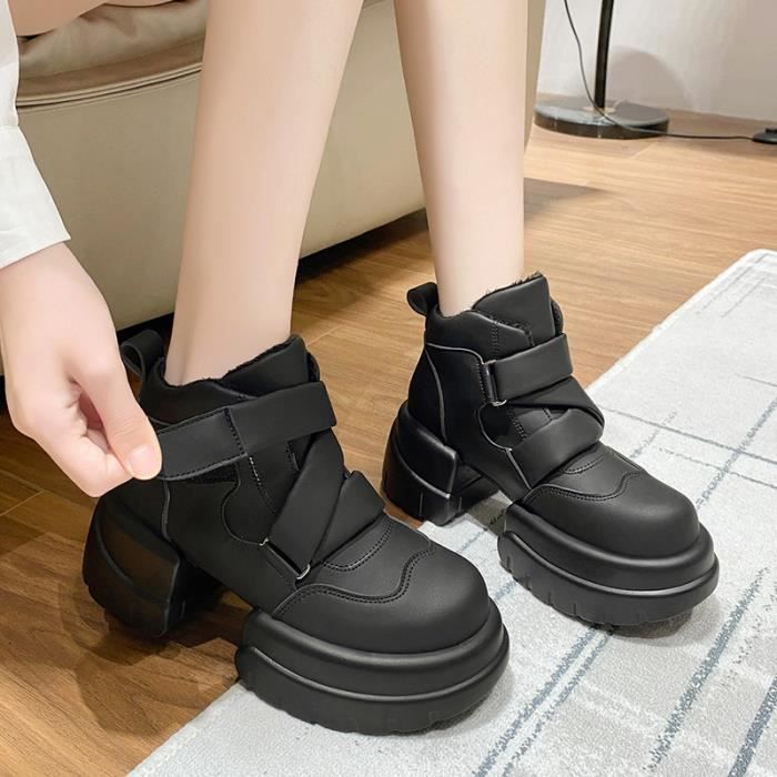 Hiver haute plate forme en cuir bottes compens es bottines femmes