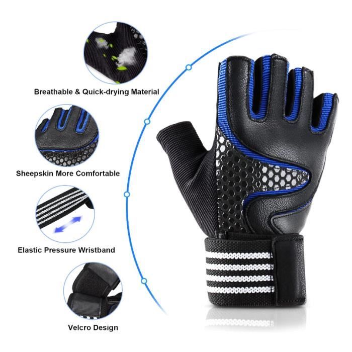 Nouveaux gants d'haltérophilie ventilés avec protège-poignets intégrés,  protection complète de la paume et adhérence supplémentaire. Idéal pour les  tractions, l'entraînement croisé, le fitness, l'halt