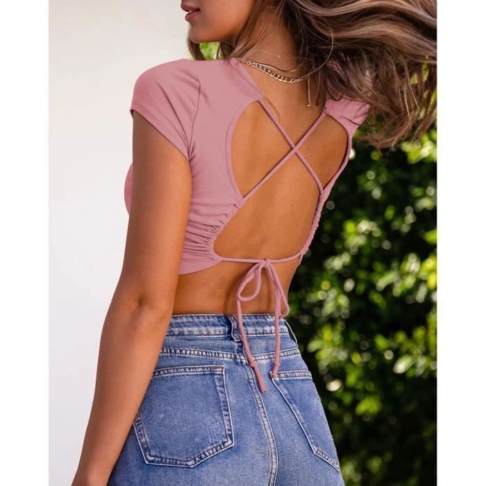 T shirt discount court moulant femme