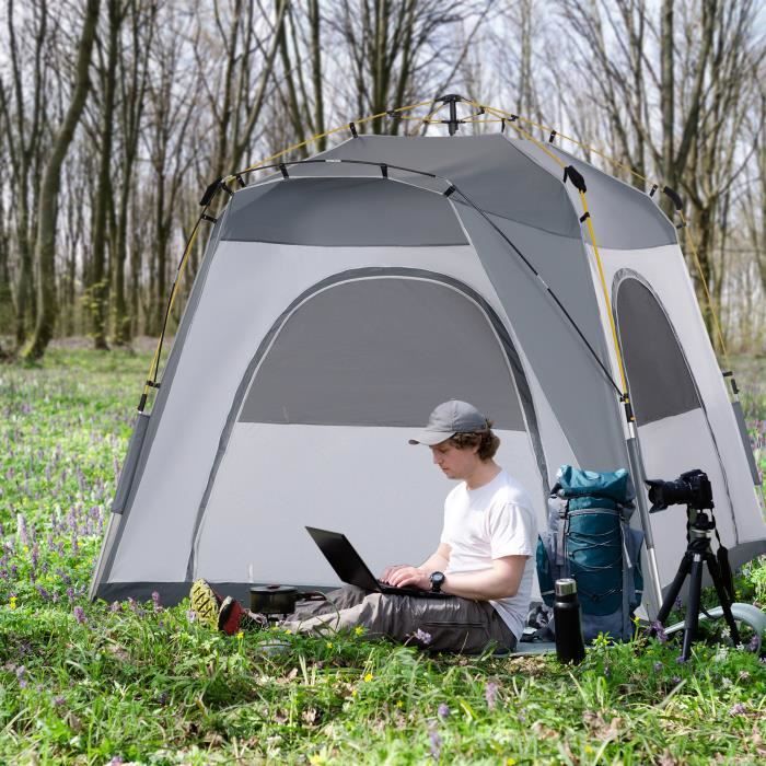Outsunny Tente de camping familiale 4 personnes montage