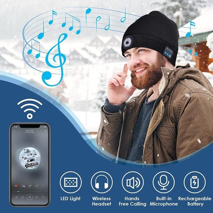 Bonnet Bluetooth Homme avec mp3 Musique, Tech Cadeau Noël pour Pere, Femme.  Chaud Bonnet Connecté Hiver pour Running - Cdiscount Prêt-à-Porter