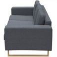 Canapé avec 3 places Tissu Gris foncéCanapé d'angle 200 x 82 x 76 cm Contemporain Sofa salon Confortable Canapé de relaxation-2