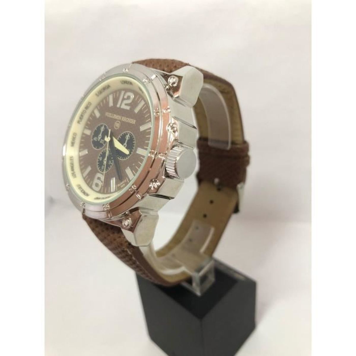 Montre pour Homme Marron avec 3 cadrans 24 cm Atlas For Men Watch Vuillemin  Regnier , - Achat/vente boite a montre - Cdiscount