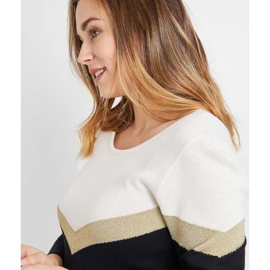 Pull color block femme top