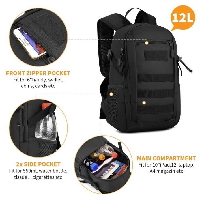 Sac à Dos Tactique 12L/20L - Militaire Molle - Randonnée Chasse Camping