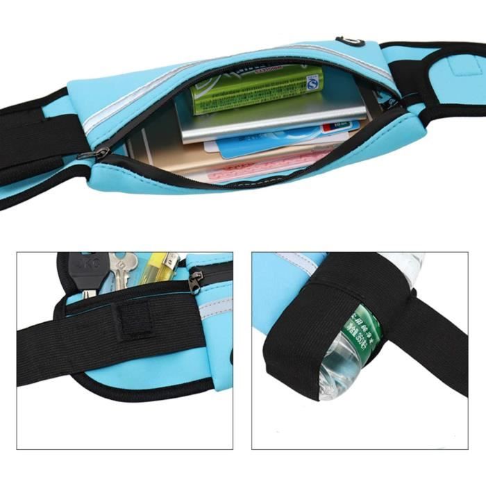 Ceinture Running étanche Zimoer - Sac Banane Léger Réglable, 3 Poches, Bandes Réfléchissantes